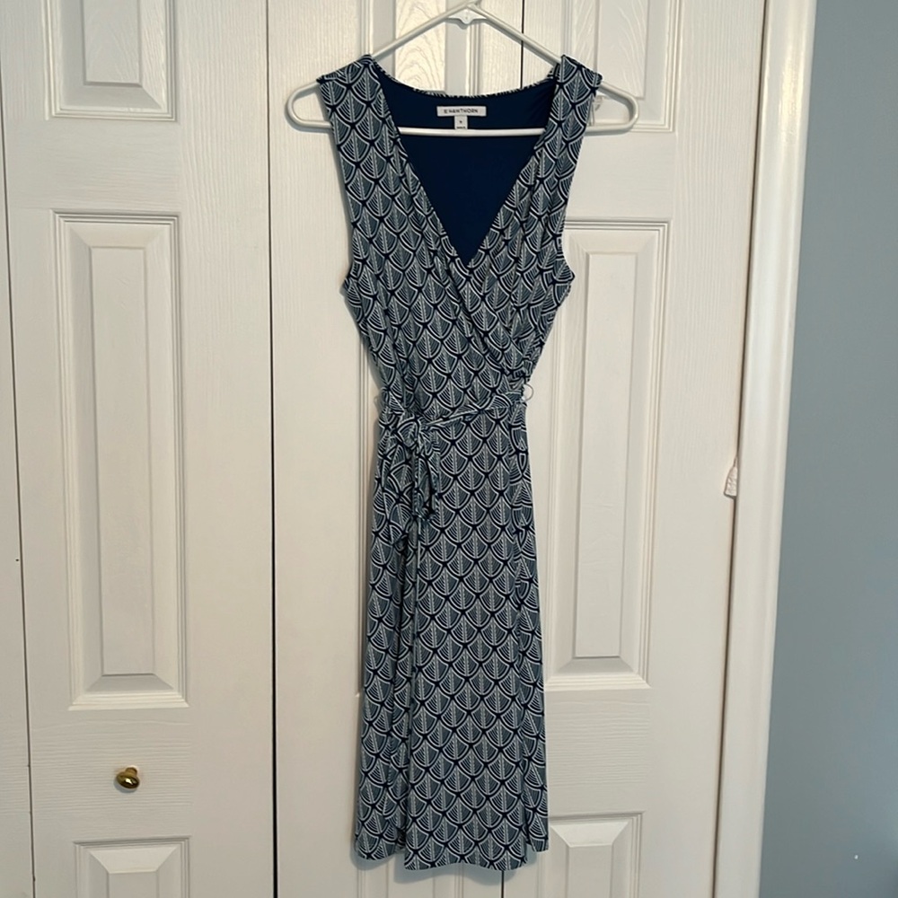 Beautiful blue printed “wrap” dress